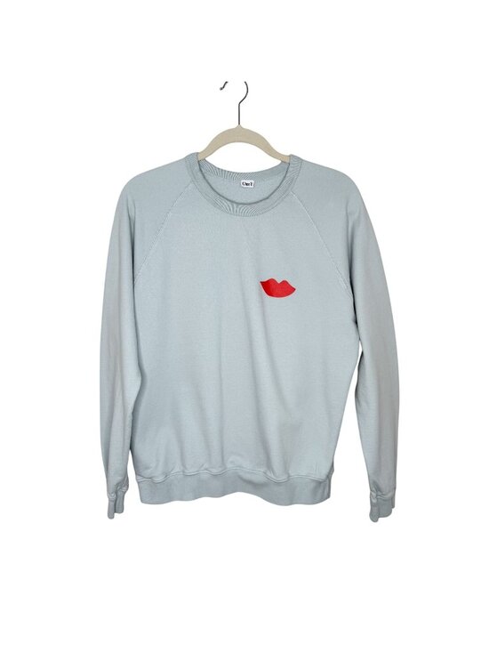 Clare V. Tops - Clare V. Pale Blue w/ Poppy Lips Sweatshirt, M
